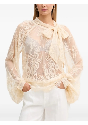 VICOLO bow-detail floral-lace blouse - Neutrals