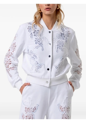 FRACOMINA embroidered lace-panel bomber jacket - White