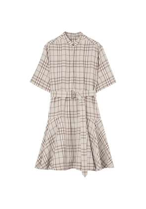 Burberry Check linen-blend dress - Neutrals