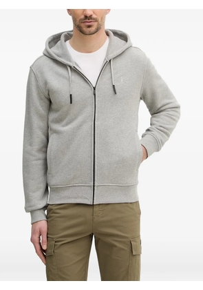 Trussardi logo-embroidered zip-up hoodie - Grey