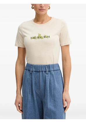 Trussardi logo-embroidered T-shirt - Neutrals