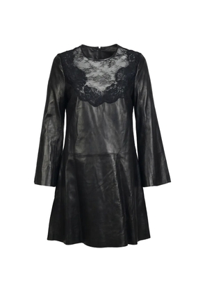Valentino Garavani lace-panelled leather mini dress - Black