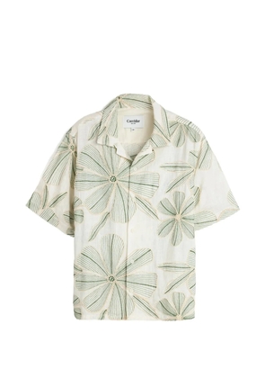Corridor floral-embroidered linen shirt - Neutrals