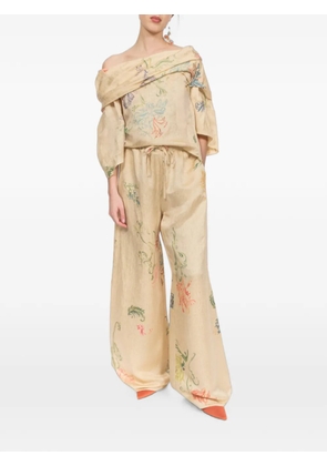 Rosie Assoulin floral-jacquard drawstring trousers - Neutrals