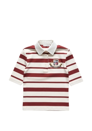 Acne Studios striped crest-patch polo shirt - Red