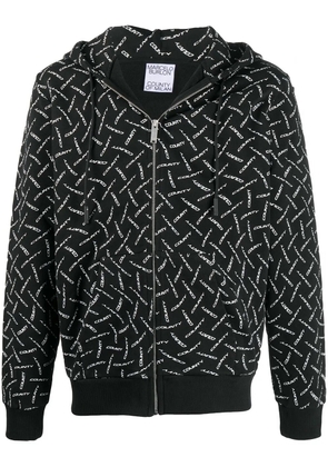 COUNTY OF MILAN drawstring-hood zip-fastening sweatshirt - 1001 BLACK WHITE