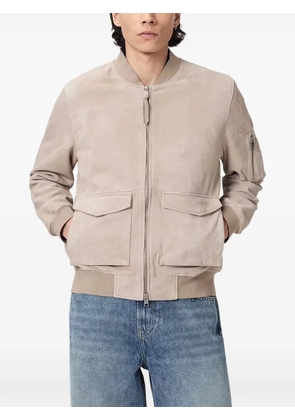 AllSaints suede-finish zip-up bomber jacket - Neutrals