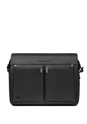 PIQUADRO logo-plaque panelled messenger bag - Black