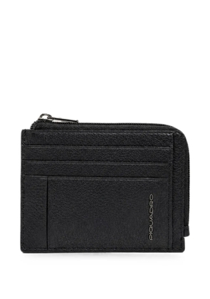 PIQUADRO logo-plaque zipped card holder - Black