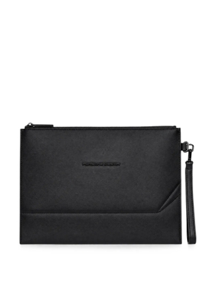 PIQUADRO logo-plaque wristlet clutch bag - Black