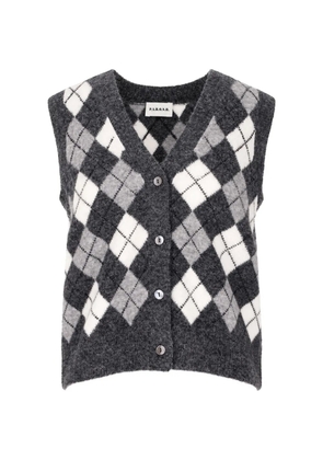 P.A.R.O.S.H. argyle-knit V-neck sleeveless cardigan - Grey
