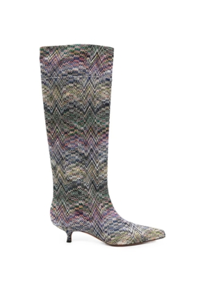 Missoni zigzag-knit kitten-heel boots - Blue
