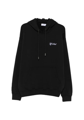 Off-White logo-embroidered hoodie - Black