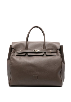 Eleventy grained-leather tote bag - Brown