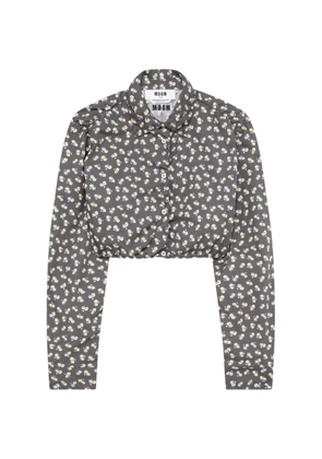 MSGM floral-print cropped shirt - Grey