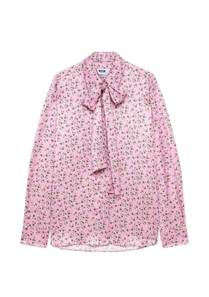MSGM floral-print pussy-bow shirt - Pink
