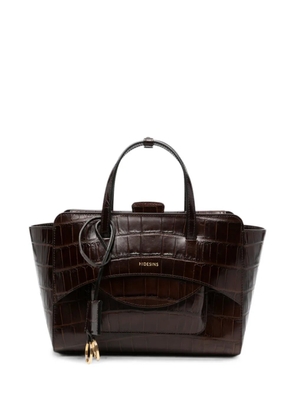 HIDESINS Flap M croc-effect leather tote bag - Brown