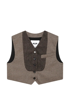MSGM check-pattern cropped waistcoat - Brown