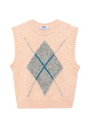 MSGM argyle-intarsia knitted sweater - Orange