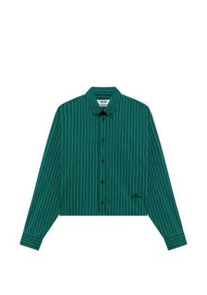 MSGM pinstripe-pattern cropped shirt - Green