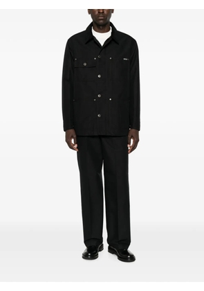 Prada corduroy-collar logo-patch jacket - Black