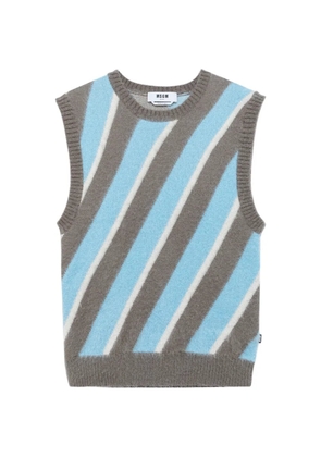MSGM diagonal-stripe sleeveless sweater - Grey