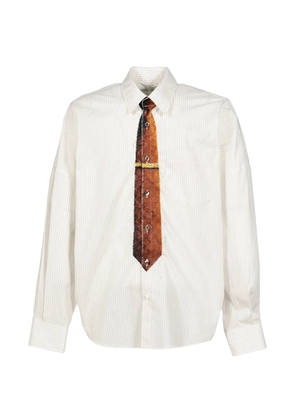 Doublet Tromp L'oeil tie-print striped cotton shirt - White