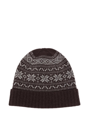 Eleventy fair-isle knitted cashmere beanie hat - Purple
