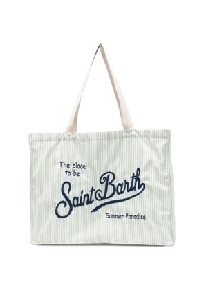 MC2 Saint Barth Essential logo-embroidered striped tote bag - Green