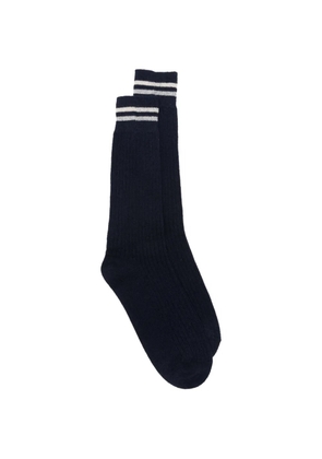 Eleventy stripe-detail ribbed socks - Blue