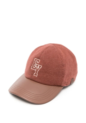 Eleventy logo-embroidered cashmere baseball cap - Brown