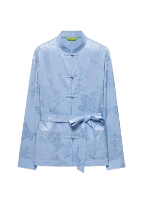 Shanghai Tang floral-jacquard belted shirt - Blue