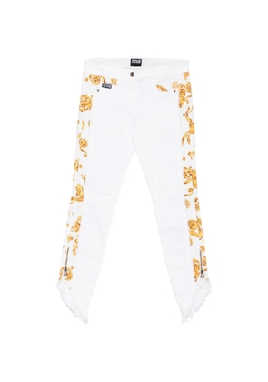 Versace Jeans Couture Baroque-print raw-hem jeans - White