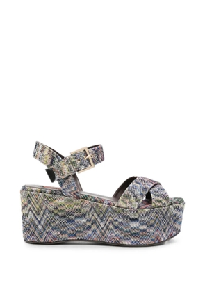 Missoni zigzag-knit platform sandals - Blue