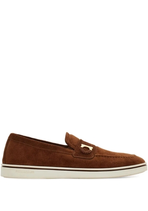Ferragamo boat shoes loafers with Gancini ornament - Brown