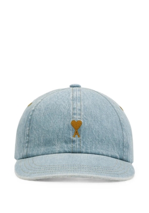 AMI Paris denim cotton cap with Ami de Coeur - Blue