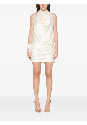 ARCINA ORI Rosa draped halterneck mini dress - Neutrals