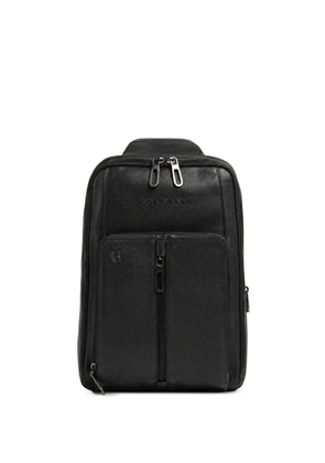 PIQUADRO logo-debossed grained-leather backpack - Black