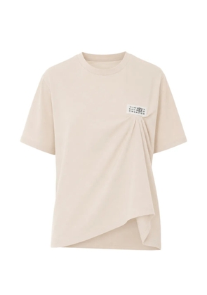 MM6 Maison Margiela numeric logo draped T-shirt - Neutrals
