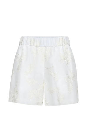 Brunello Cucinelli cotton organza shorts with dazzling broderie anglaise - White