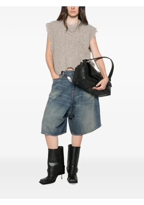 R13 cable-knit frayed vest - Grey
