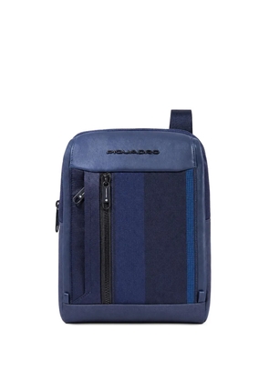 PIQUADRO logo-plaque panelled messenger bag - Blue