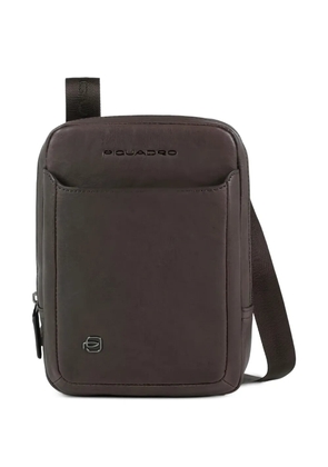 PIQUADRO logo-plaque leather backpack - Brown