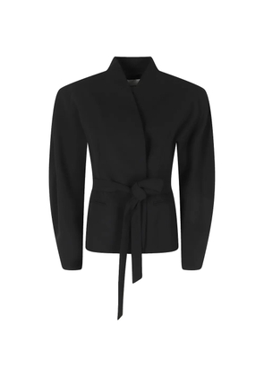 THE ANDAMANE Margaux belted puff-sleeve jacket - Black