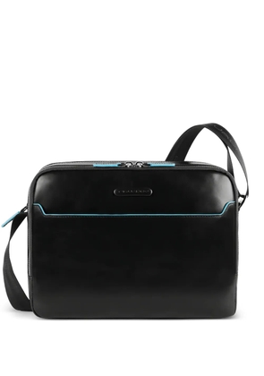 PIQUADRO logo-plaque leather backpack - Black
