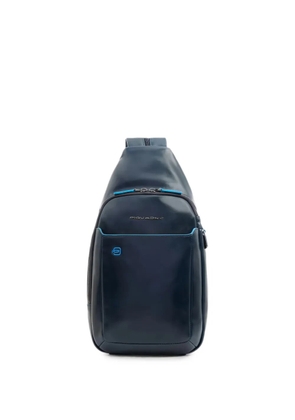 PIQUADRO logo-plaque leather backpack - Blue