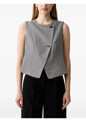 DKNY houndstooth-pattern wrap-style top - Black
