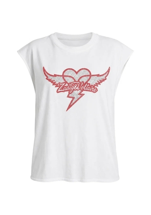 Zadig&Voltaire rhinestone-embellished cap-sleeve T-shirt - White