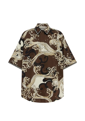 ALEMAIS Otis wave-print shirt - Brown