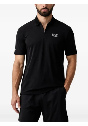 Ea7 Emporio Armani logo-print zip-neck polo shirt - Black